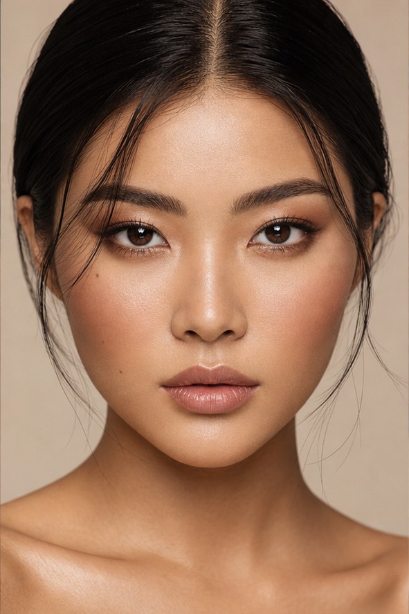 Model wearing sculpted face makeup